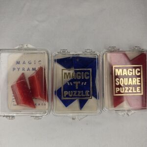 De Luxe Baffling Puzzles 3/4 Magic Square Magic T and Magic Pyramid Puzzle Boxes